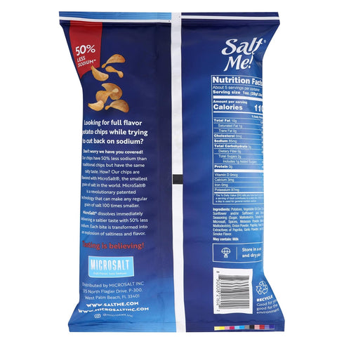 50% 5 Pack 6 SaltMe! BBQ Potato Chips, Low Salt, Kosher, Non-GMO, Better for You Chips, Flavorful, Ounces