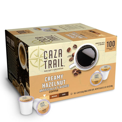 Caza Trail Coffee Pods, Creamy Hazelnut, Single Serve 100 Count (Pack of
