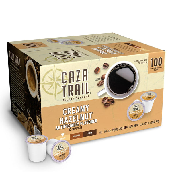 Caza Trail Coffee Pods, Creamy Hazelnut, Single Serve 100 Count (Pack of