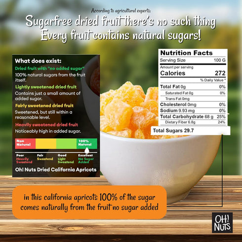 1 lb Packed Oh! Nuts Dried Apricot - - Dried Fruit Diced - No Sugar Added - Dehydrated Fruit Bites - in New York