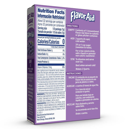 Packets, 2 (6 72 Count Flavor Aid Grape Unsweetened Drink Mix Pitcher Quart Sticks)