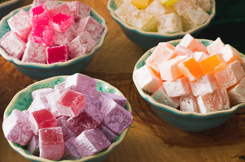42 16 oz. (Pack 2) Cerez Pazari Turkish Delight Candy With Assorted Flavors, Gourmet Medium Size Snacks Gift Box, Sweet