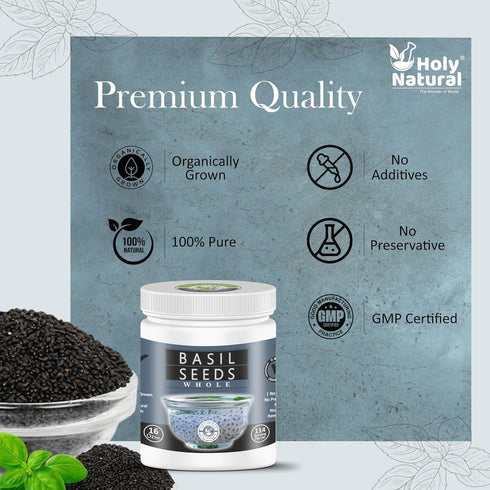 16 Oz/ 1 Lbs Basil Seeds I Edible Basil Seeds, Sabja/Tukmaria/Falooda Seeds I Rich in Fiber I Act as Natural Body