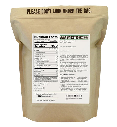 3 lb, Anthony's Organic Buckwheat Flour, Grown in the USA, Gluten Free, Vegan