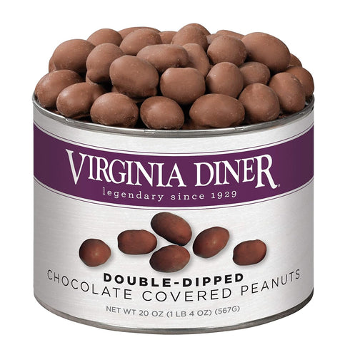 Virginia Diner Double Dipped Chocolatey Covered Virginia Peanuts, Gourmet Natural Gift Tin,