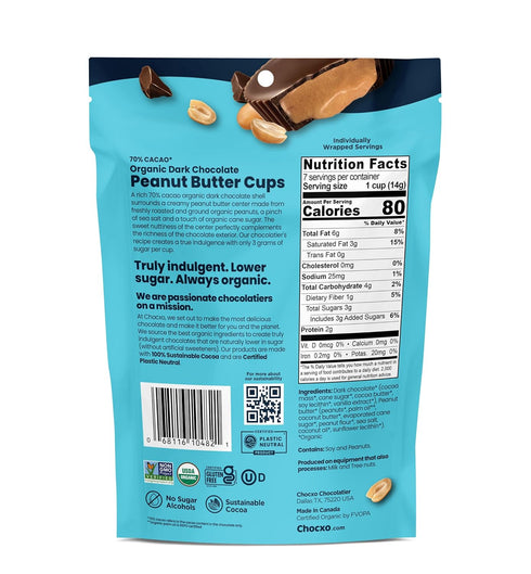 70% 3.45 Chocxo Peanut Butter Cups Dark Chocolate Organic Ounce