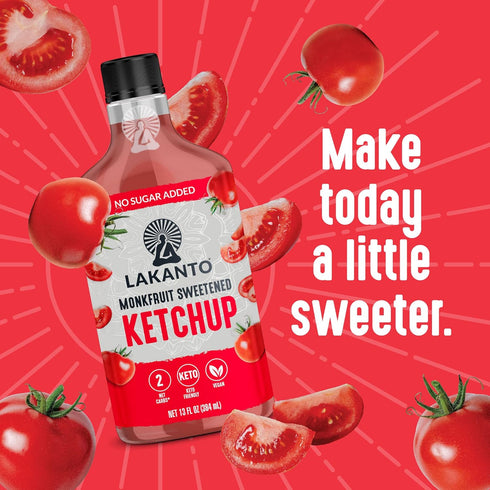 (13 Oz) Lakanto Sugar Free Ketchup - Sweetened With Monk Fruit Sweetener, Perfect For Burgers, French Fries, Keto