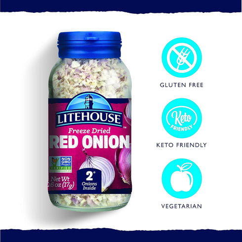 Litehouse Freeze Dried Red Onion - Gluten Free, Vegetarian, Keto Seasoning, 0.60 Oz