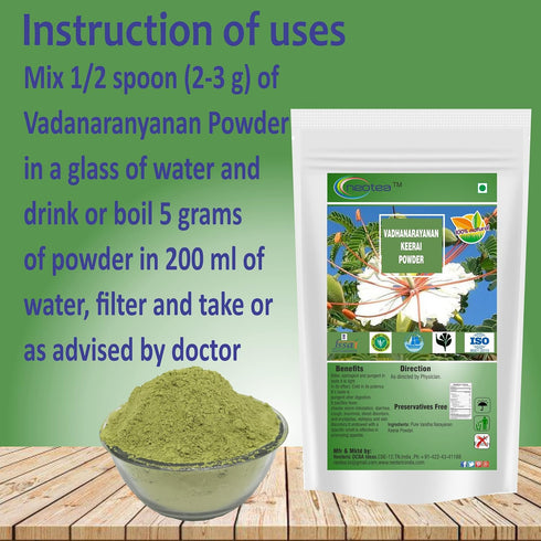 300g 100% Immunity Neotea Vadhanarayanan Keerai Powder, | Natural Spinach Powder | Rich in Vitamins & Minerals |