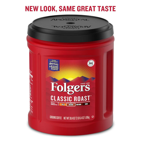 38.4 Folgers Classic Roast Medium Roast Ground Coffee, Ounces