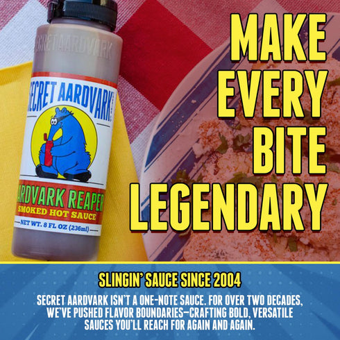 8 oz 1 Pack Secret Aardvark Reaper Hot Sauce - Carolina Reaper Hot Sauce, Smoky, Low Carb, Dairy Free, Spicy BBQ Sauce