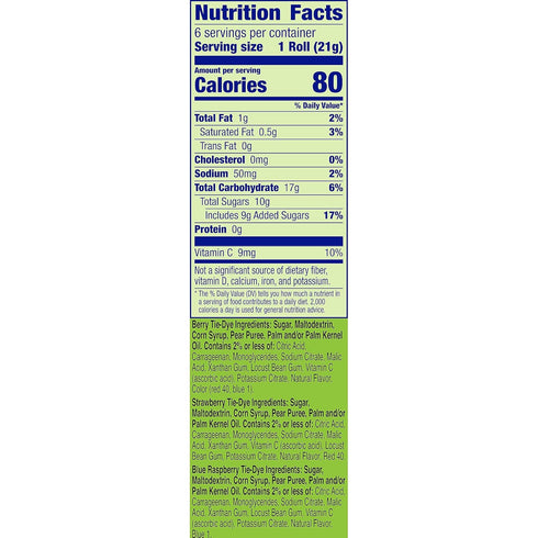 Pack, 6 0.75 oz (Pack 12) Betty Crocker Fruit Snacks, Fruit By The Foot, Variety Snack Rolls, Each