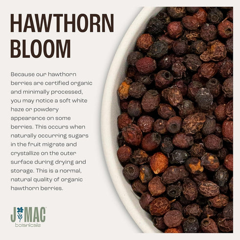 (16 oz) J Mac Botanicals, Organic Dried Hawthorn Berries Whole Hawthorn berry from Eastern Europe, certified Organic