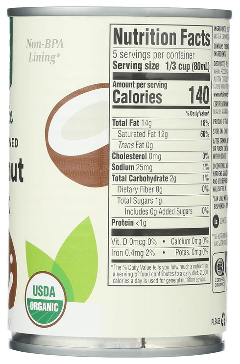 365 by Whole Foods Market 13.5 Oz , Organic Coconut Milk, Fl