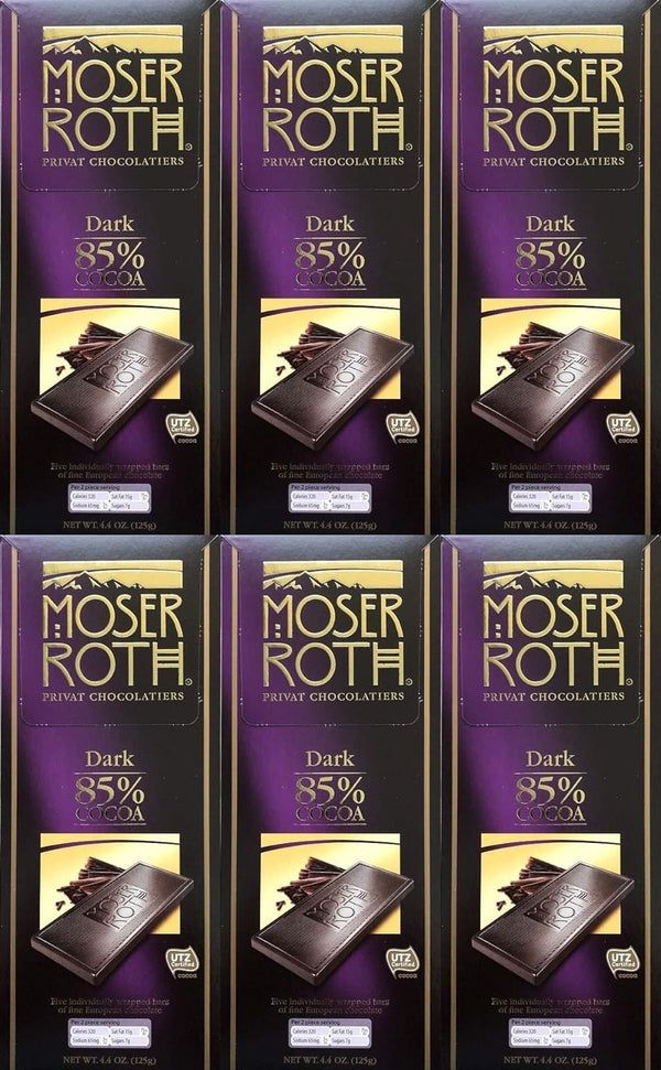 Moser Roth Boxed 6 Pack ~ 85% Cocoa Dark Chocolate ~ Fine German Chocolate