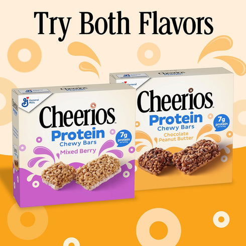 5 6.35 oz Cheerios Protein Chewy Bars, Snack Bars, Mixed Berry, Ct