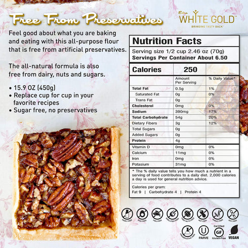 15.9 (2 Pack) Extra White Gold All Purpose Flour - Gluten Free Flour Blend for Baking and Cooking - Kosher, Vegan, Soy