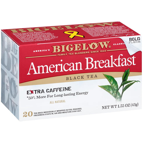 Bigelow Tea American Breakfast Black Tea Bags, Caffeinated Tea, 20 Count Box