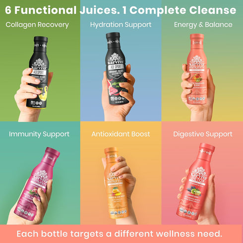 6 (12oz) Karviva Organic Juice Cleanse for Glowing Skin, Digestive Support & Craving Control with Sprouts, Herbs