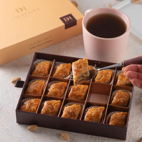 10.5oz 15 Damaskino Home Greek Baklava Gift Box Pieces of Walnut Baklava Pastries Traditional Arabic Dessert