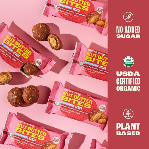 2 Pack 7 Sweet Nothings, Superfood Nut Butter Bites Organic Snack, Apple Cinnamon with Peanut Butter, Bite - No Added