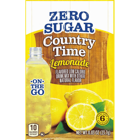 Country Time Zero Sugar Lemonade Naturally Flavored Powdered Drink Mix, 6 ct