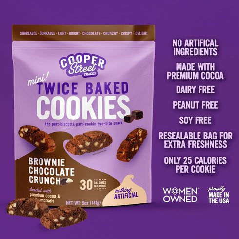 Cooper Street Twice Baked Brownie Chocolate Biscotti Cookies, Light and Crispy Coffee Cookie Bites, 5oz
