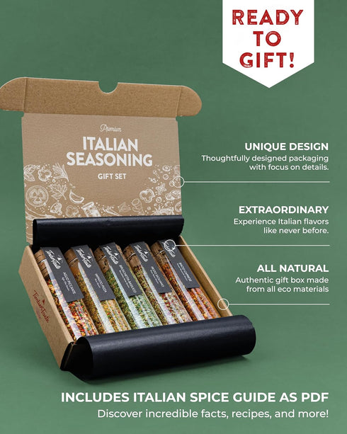 Set 5 Set TIMBER TASTE Italian Spice Gift for Women - Gourmet Italian Seasoning Blends from Italy | Artisan Basket