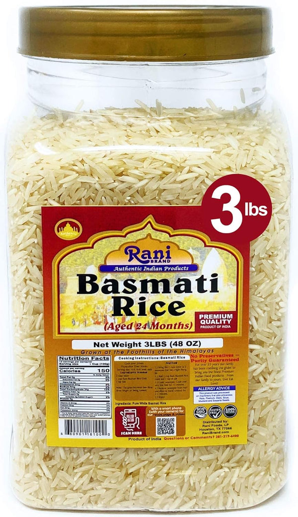 Rani Platinum White Basmati Rice Extra Long Aged 48oz (3lbs) 1.36kg PET