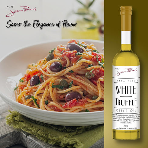 200ml (7oz) Chef Jean Pierre's Extra Virgin White Truffle Olive Oil - Glass Bottle - Naturally Infused with Sweet