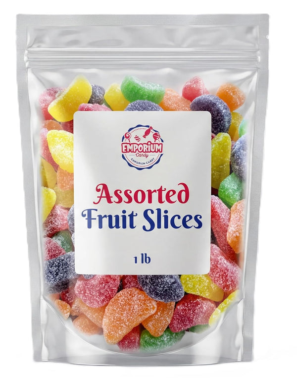 EMPORIUM CANDY TASTY TREATS FOR THE TUMMY Assorted Fruit Slices - 1 lb of Fresh Delicious Sweet Sugar Sanded