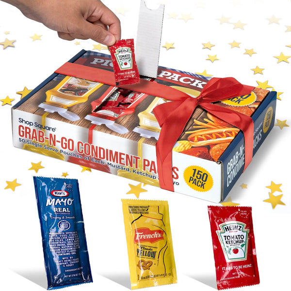 Grab-n-Go Condiment Packs - (150 Pack) 50 Single Serve Pouches of Ketchup,