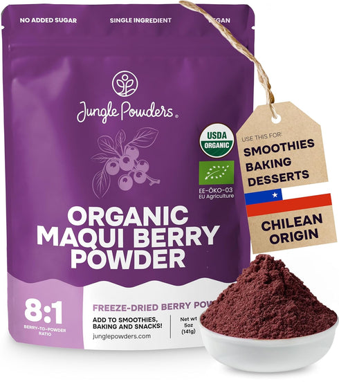 Jungle Powders Maqui Berry Powder Organic 5 Ounce Bag, Maqui Berry Extract