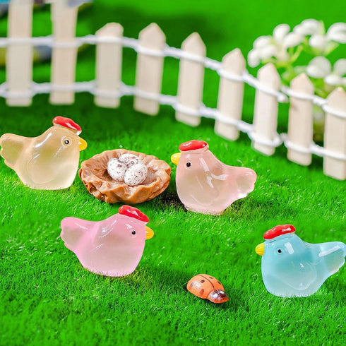 120 Pack Lyellfe Mini Resin Chicken, Cute Animals Miniature Figures, Colorful Tiny Chicken Cake Topper for DIY Project
