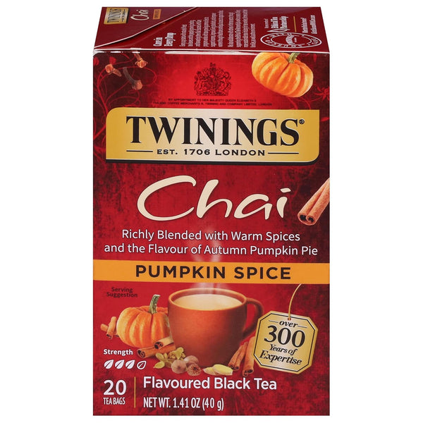 Twinings Pumpkin Spice Chai Black Tea Individually Wrapped Bags, 20 Count (Pack