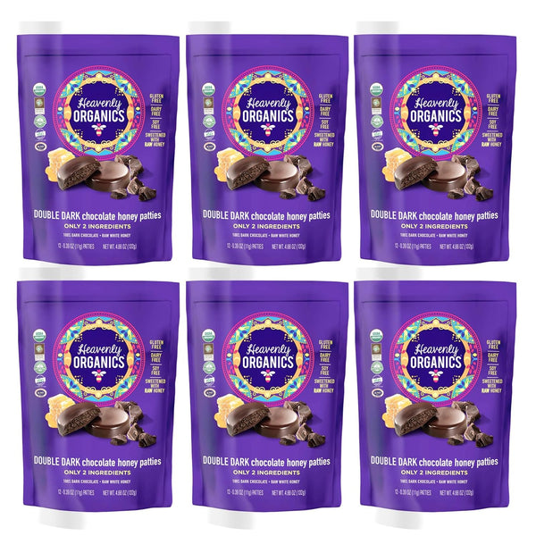 Heavenly Organics Double Dark Chocolate Honey Patties (72 Count, 6 Bags) |