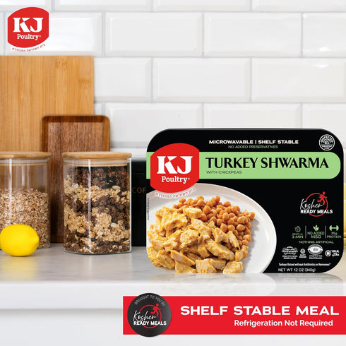 (2 Pack) KJ Poultry Kosher Ready Meals - Turkey Shwarma, MRE Meat Meals Ready to Eat, Gluten Free, Halal, Prepared