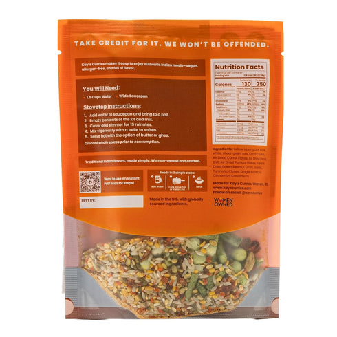2 Kays Curries Masala Kichadi Meal Kit with Premium Rice and Lentils, Authentic Indian Comfort Food, Vegan
