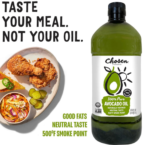 2 100% 67.6 Oz (Pack 1) Chosen Foods Avocado Oil, Liter - All Purpose Cooking Oil made from Pure Avocados - Non-GMO