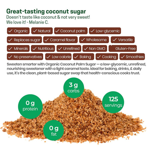 1 lb Z Natural Foods Organic Coconut Sugar - Nutrient-Dense, Flavorful & Unrefined Brown Coconut Sugar - Perfect