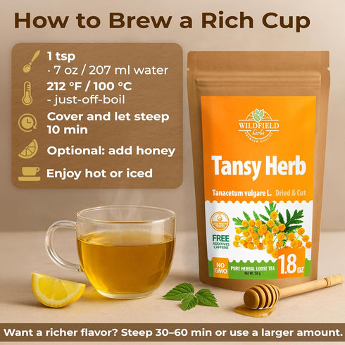 1.8 oz. 50g Pishma Tea Tansy Flowers Herbal Tea (Tanacetum Vulgare L.) - Dried Cut Tansy Flowers Herb