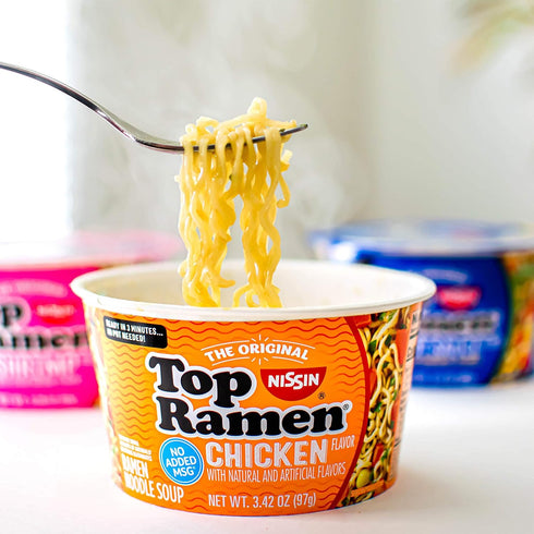 3.42 (Pack 6) Nissin Top Ramen Bowl Ramen Noodle Soup, Chicken, Ounce