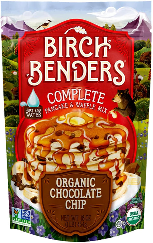 16 Oz (Pack 6) Birch Benders Organic Pancake and Waffle Mix, Chocolate Chip