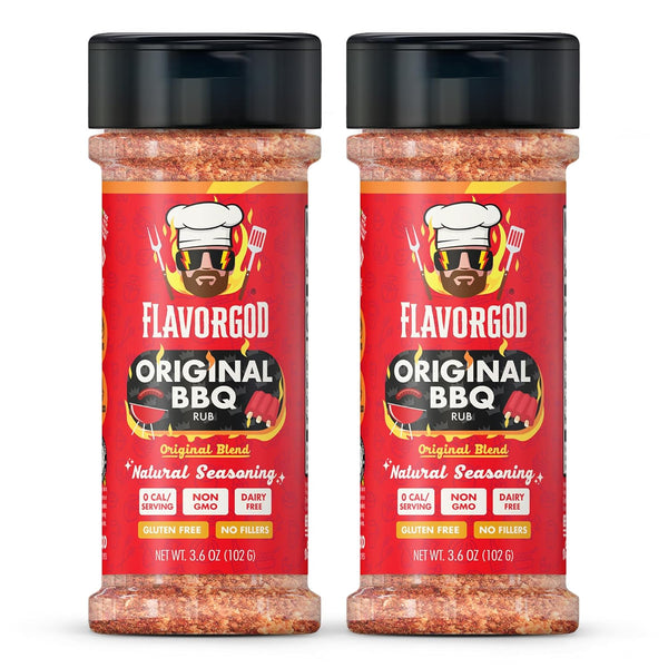 Flavor God 2 Bottles Original BBQ Rub Mix, Natural Healthy Spice Blend