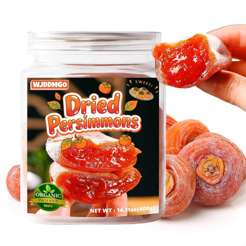 WJDDMGO Whole Dried Persimmons, 14.11oz Soft and Chewy Persimmon Fruit, No Sugar Added