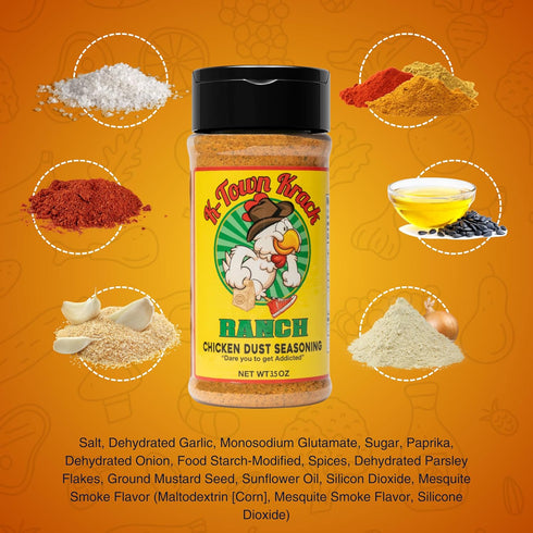 K-Town Krack Ranch Chicken Dust Seasoning - All-Purpose BBQ Rub for Chicken, Beef, Pork