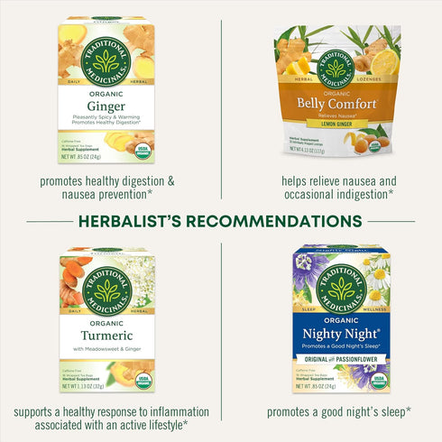 96 Count (Pack 6) Traditional Medicinals Tea, Organic Ginger & Chamomile - Occasional Nausea & Indigestion Relief