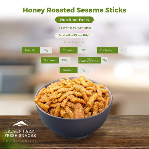 (26oz) Oregon Farm Fresh Snacks Honey Roasted Sesame Sticks - Sweet & Salty Sesame Snacks In Reusable Bag - Perfect