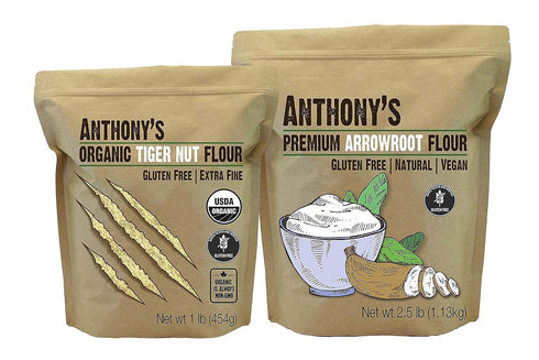 Anthony's Premium Arrowroot Flour 2.5lb &. Organic Tigernut Flour 1lb Bundle