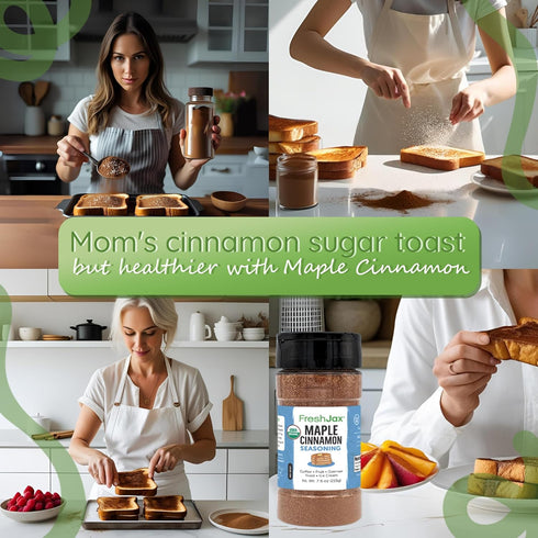 (7.6 oz) FreshJax Organic Maple Cinnamon Topping Sweet Maple Spice for Coffee, Popcorn & Baking, Gourmet Seasoning